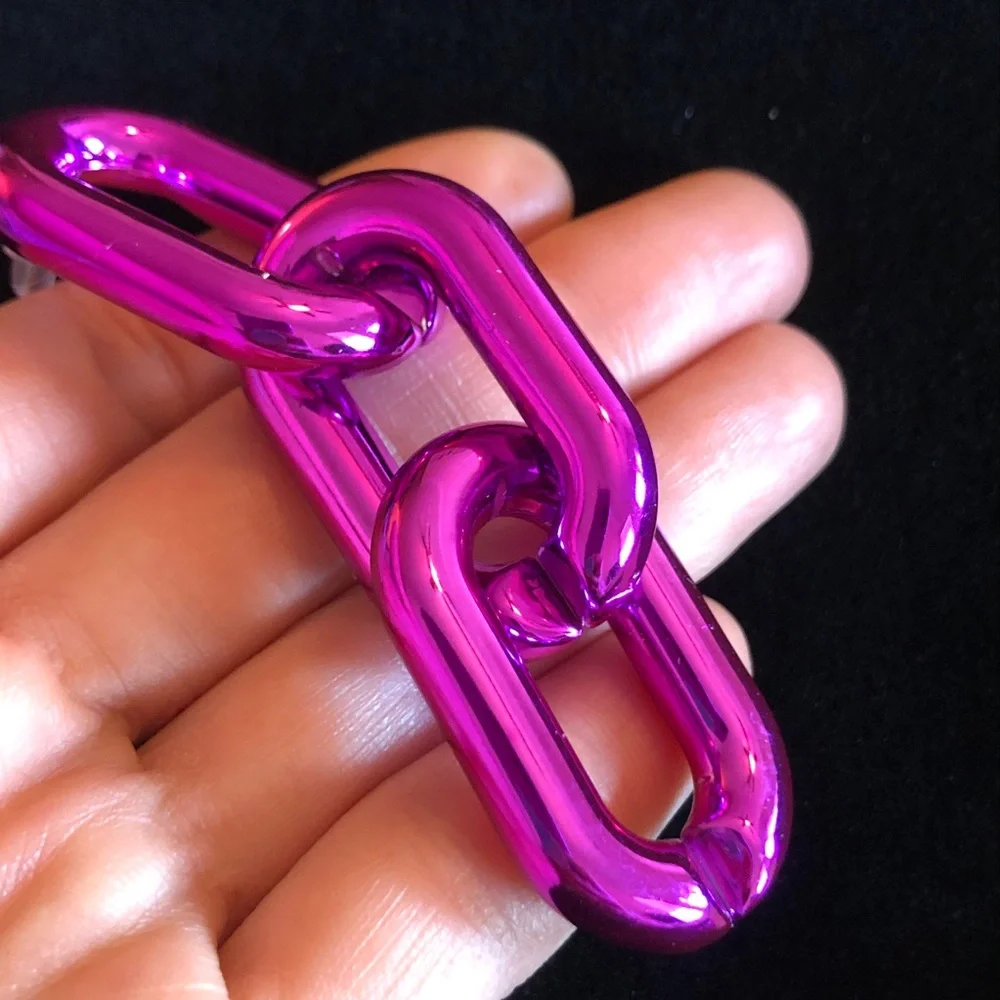 Vibrant Metallic Purple Chain Link Fashion Jewelry Earrings